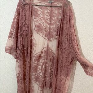JODIFL Lace Kimono Robe - Dusty Rose
